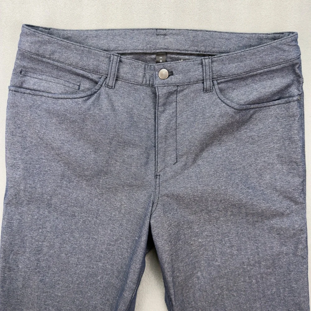 Lululemon Commission Pant Slim Blue Heathered Mens 34 Chino Trousers